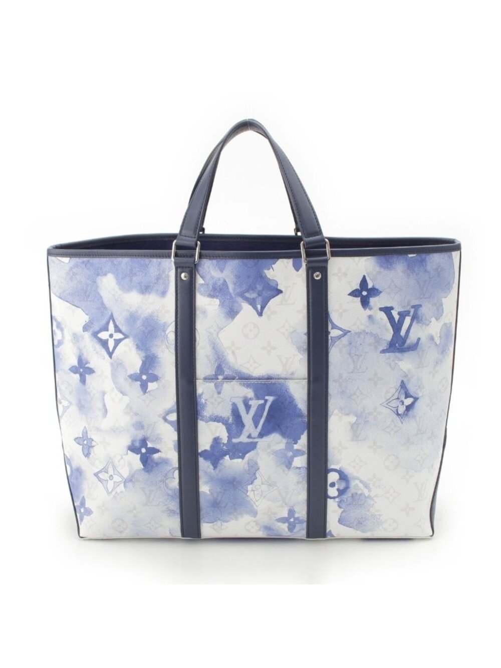 Louis Vuitton Weekend Tote Bag GM Monogram Water Color 2-Way Shoulder White Navy